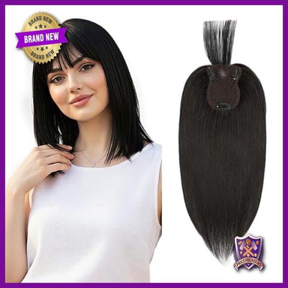 14 Inch Human Hair Topper with Bangs for Thinning Hair Coverage main image 4